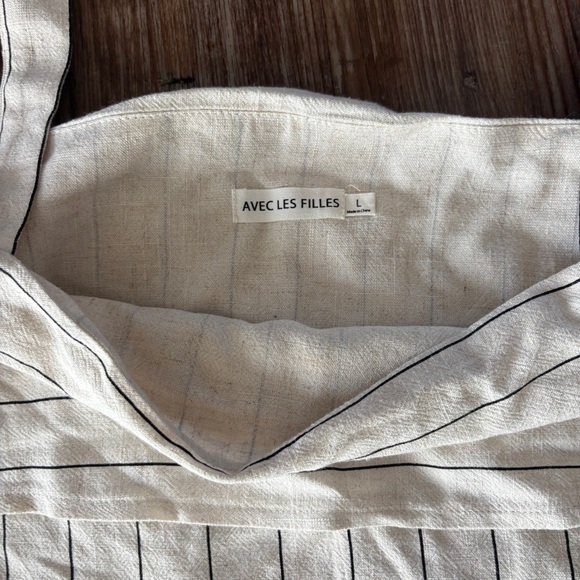 Ave les Filles Striped Cream Women's Crop Top Size Large New Without Tags - Picture 3 of 4